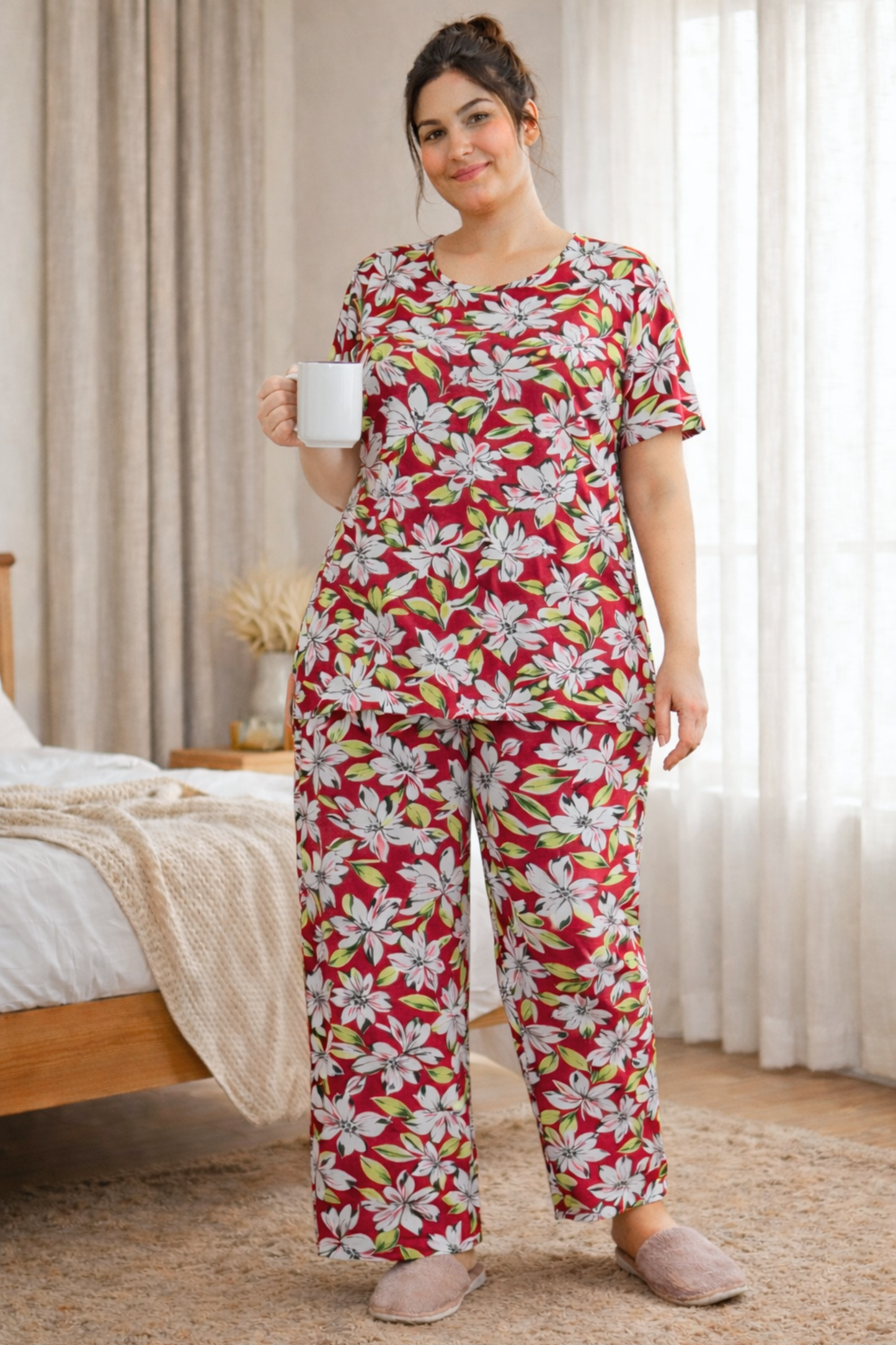 Summer Leaf Rayon Night Suit