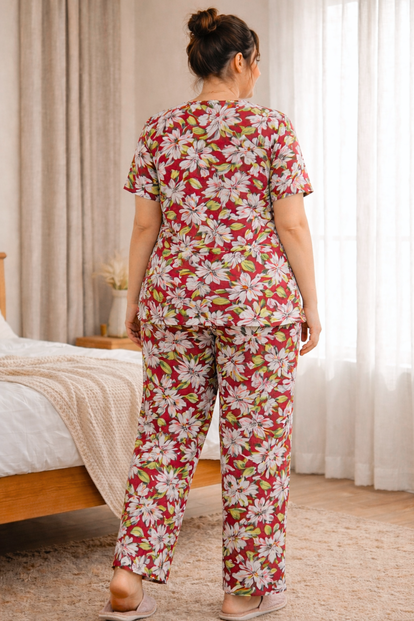 Summer Leaf Rayon Night Suit