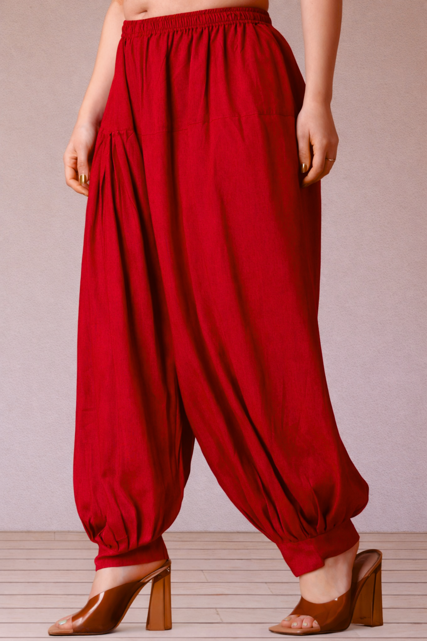 Red Rayon Afghani Salwar