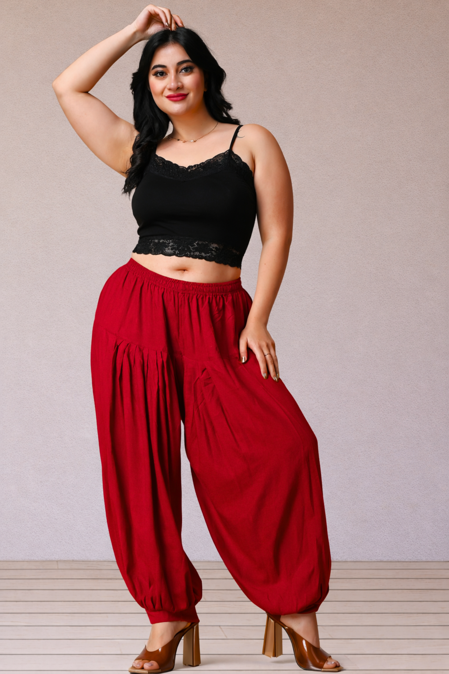 Red Rayon Afghani Salwar