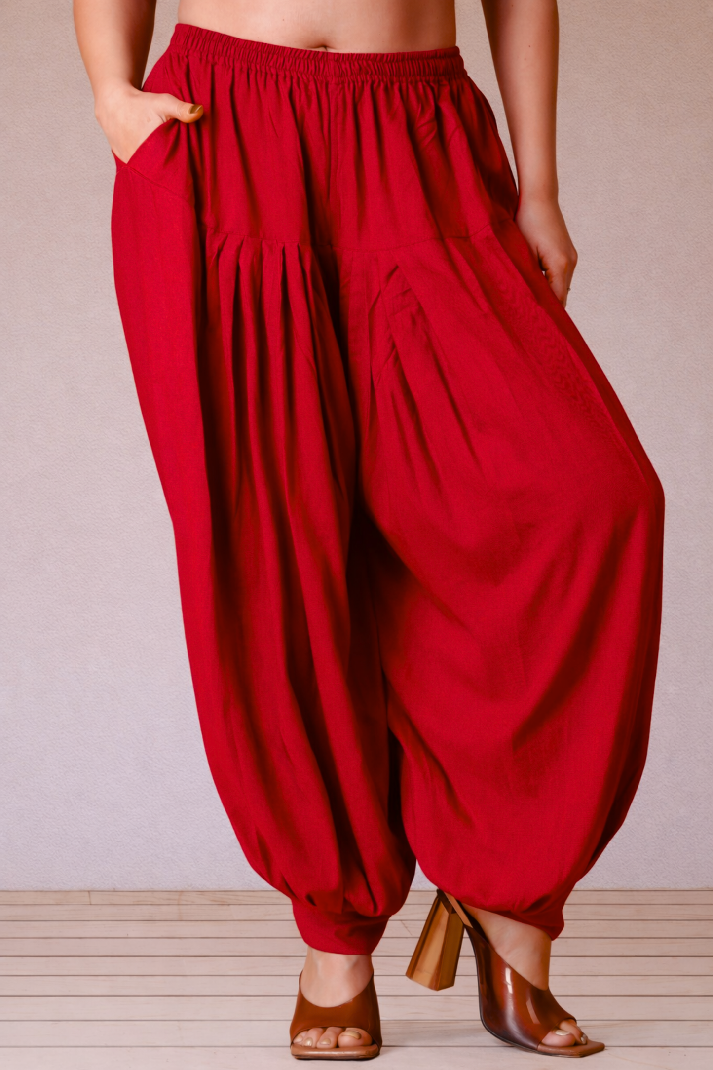 Red Rayon Afghani Salwar