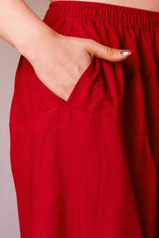 Red Rayon Afghani Salwar