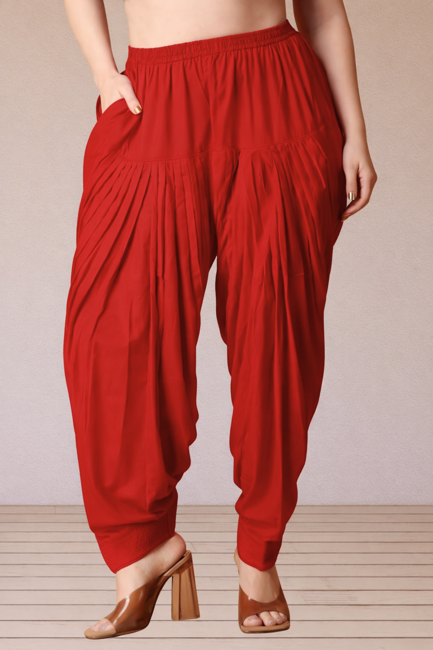 Red Rayon Patiala Salwar