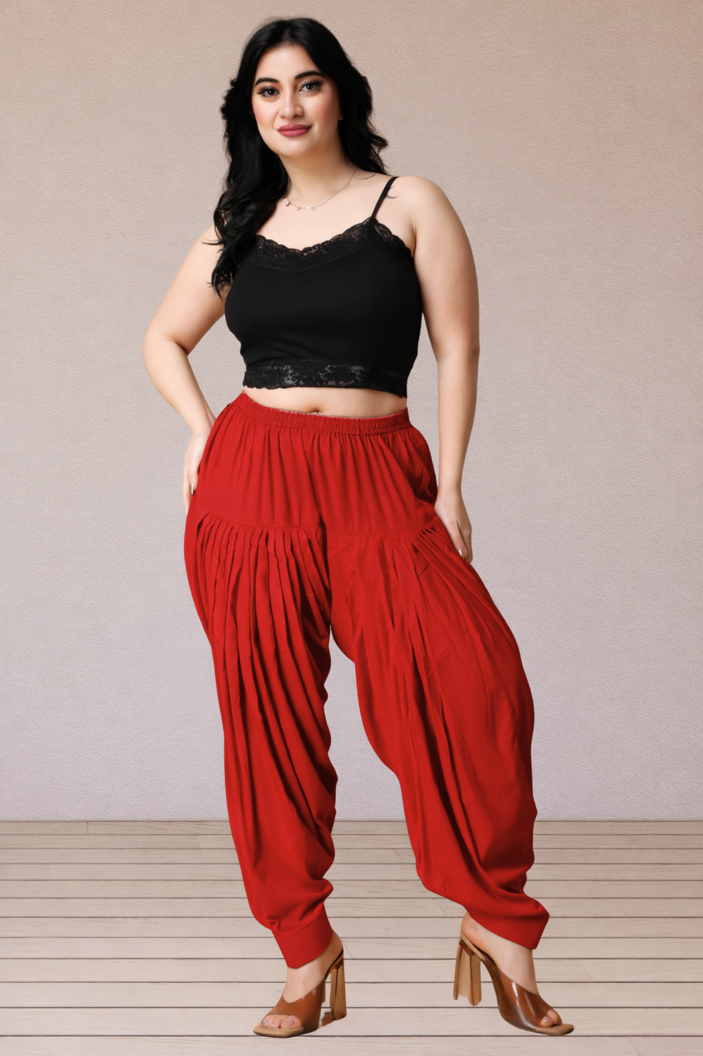 Red Rayon Patiala Salwar