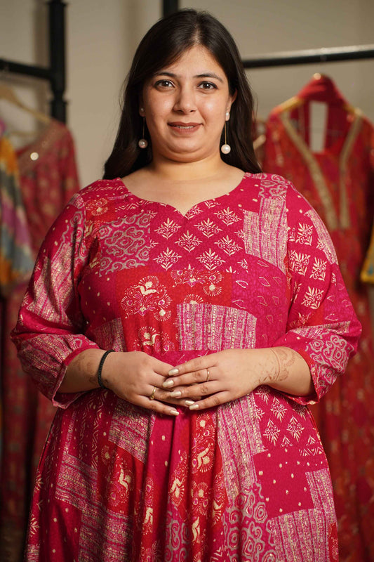 Rosé Daydream Foiled Rayon Dress With Pockets