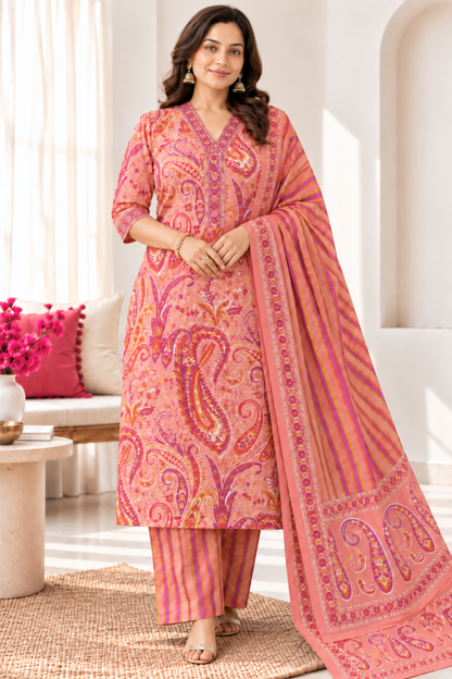 Gulabi Gupshup Cotton Suit Set