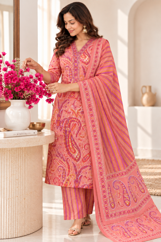 Gulabi Gupshup Cotton Suit Set