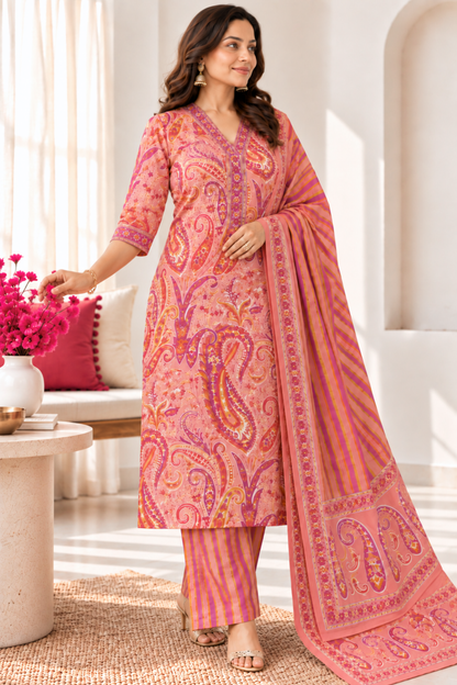 Gulabi Gupshup Cotton Suit Set