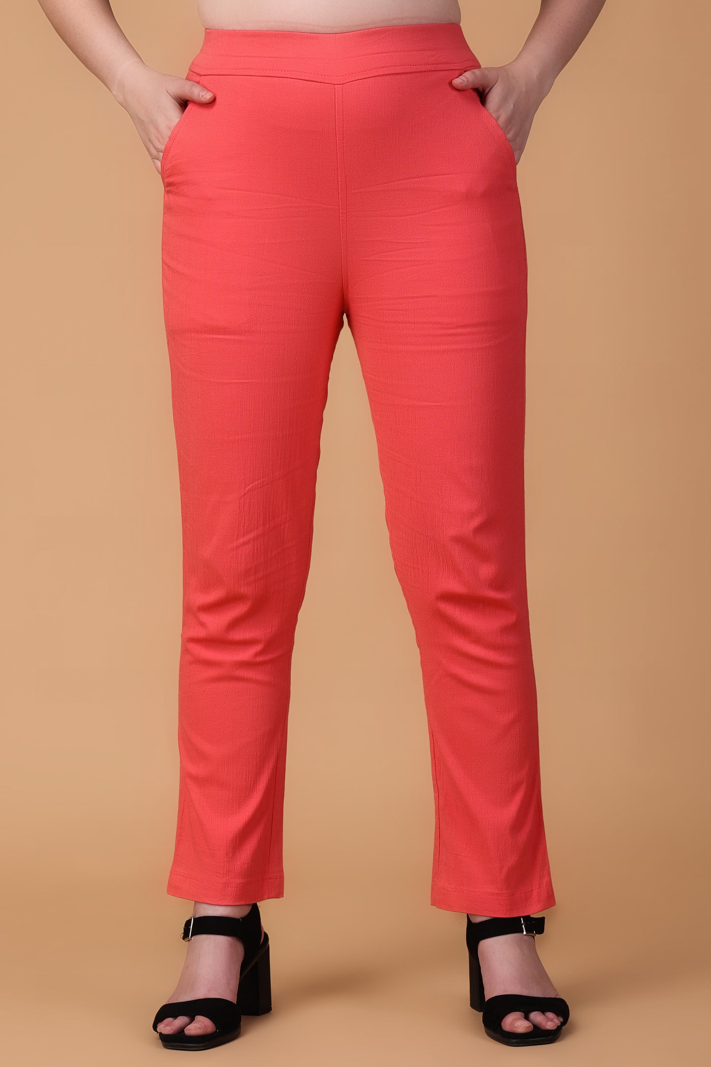 Rose Pink Lycra Slub Pants