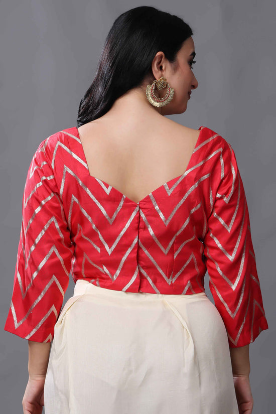 Pink Plus Size Premium Cotton Silk Blouse with Queen Anne Neckline