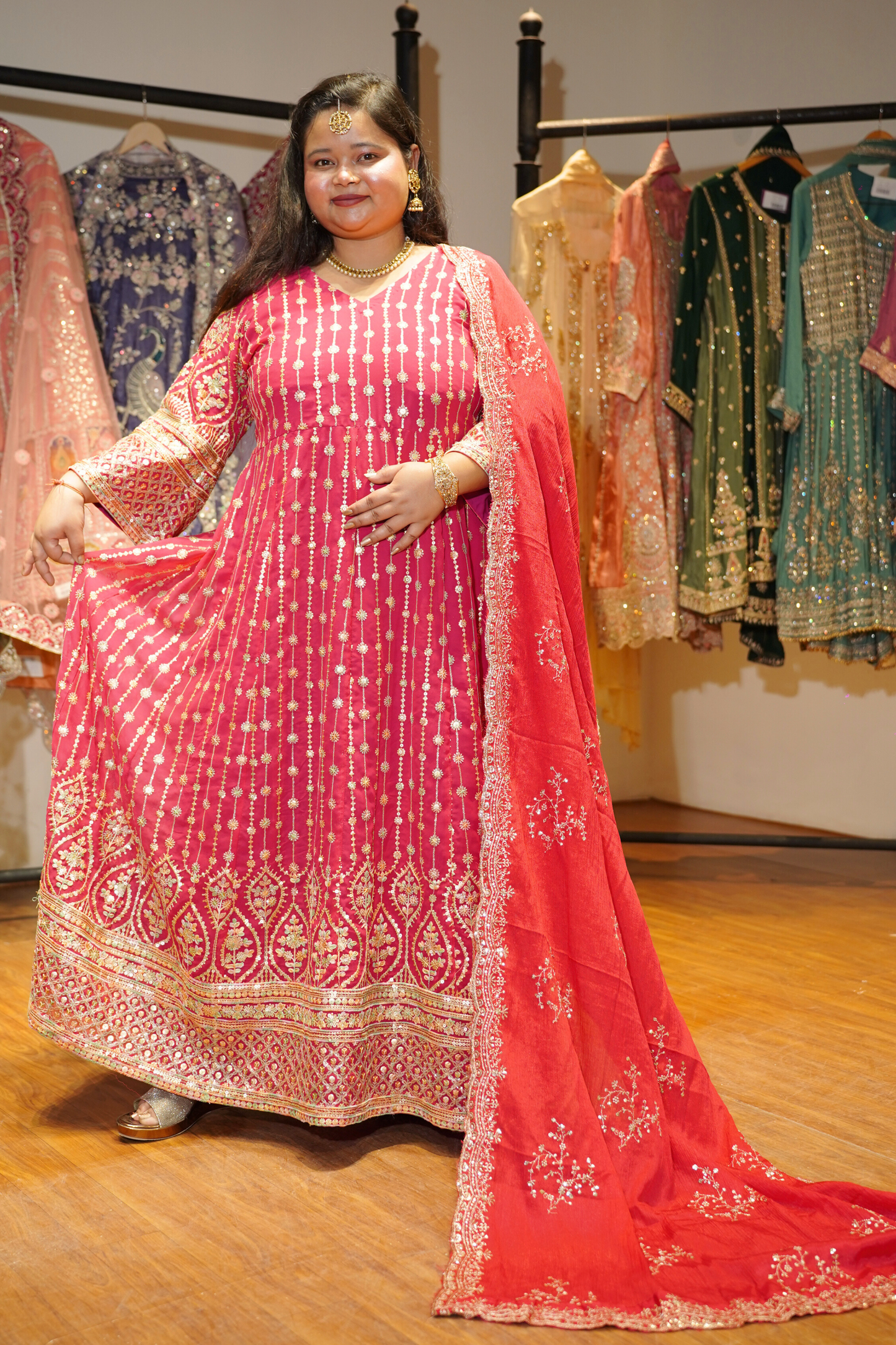 Roseatte Dazzle Embroidered Dress With Dupatta