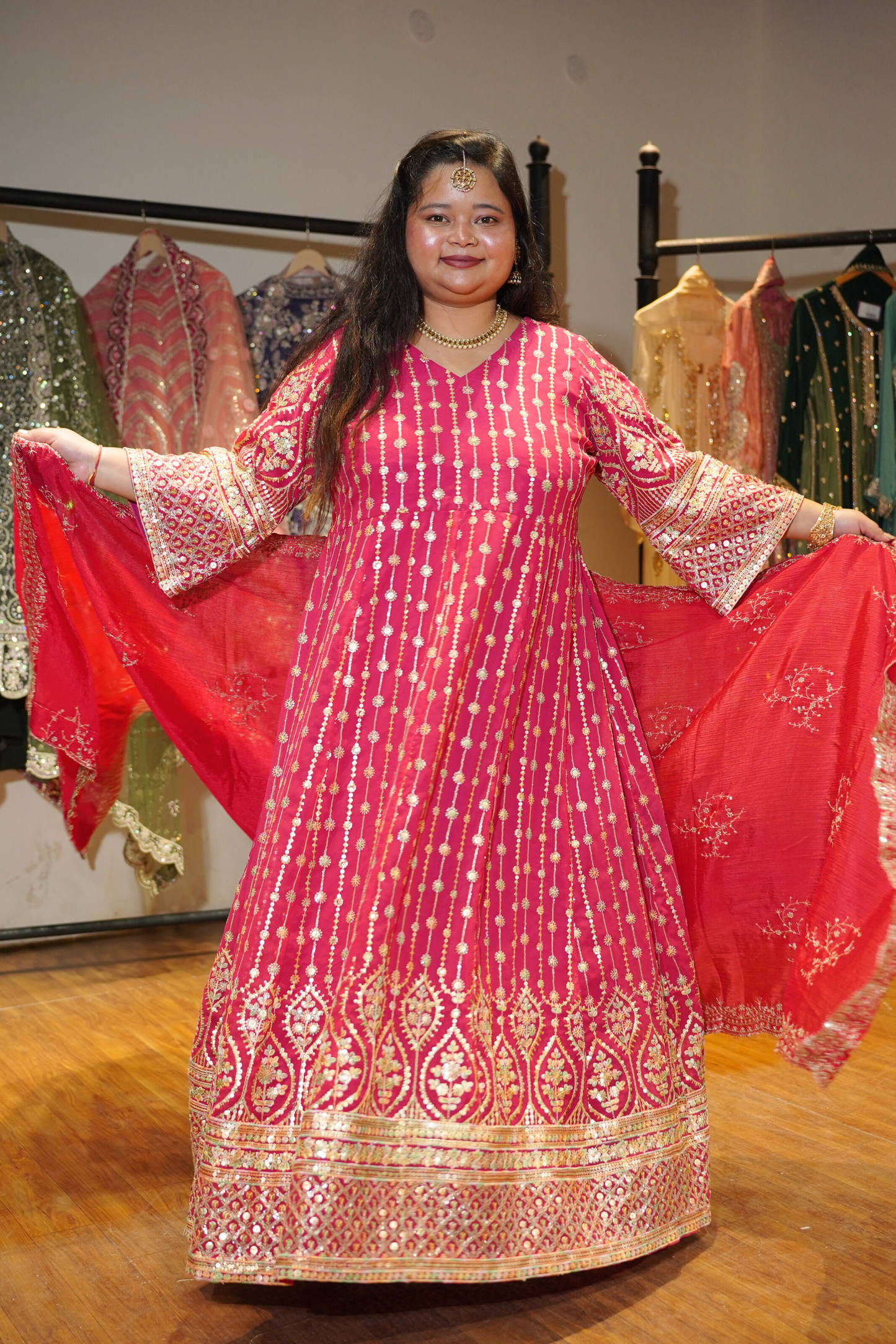 Roseatte Dazzle Embroidered Dress With Dupatta