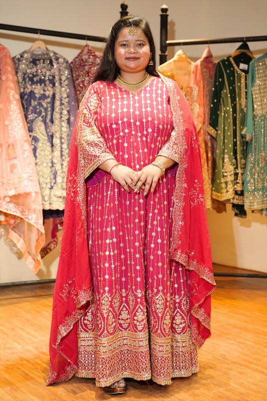 Roseatte Dazzle Embroidered Dress With Dupatta