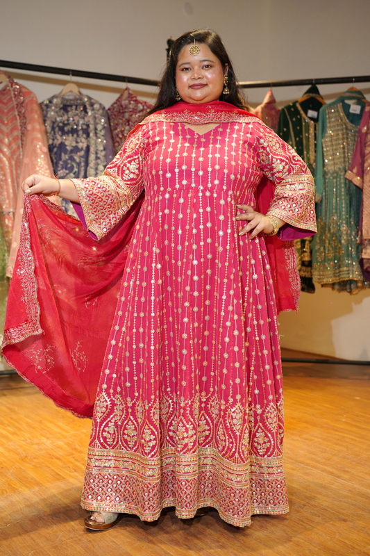 Roseatte Dazzle Embroidered Dress With Dupatta