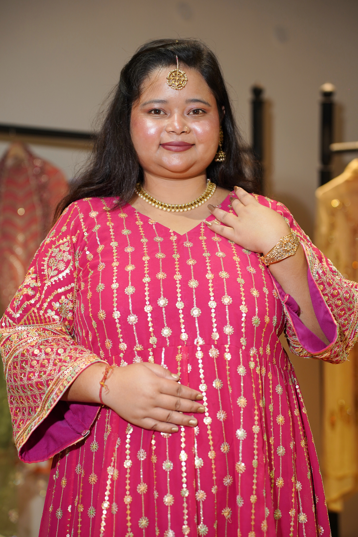 Roseatte Dazzle Embroidered Dress With Dupatta