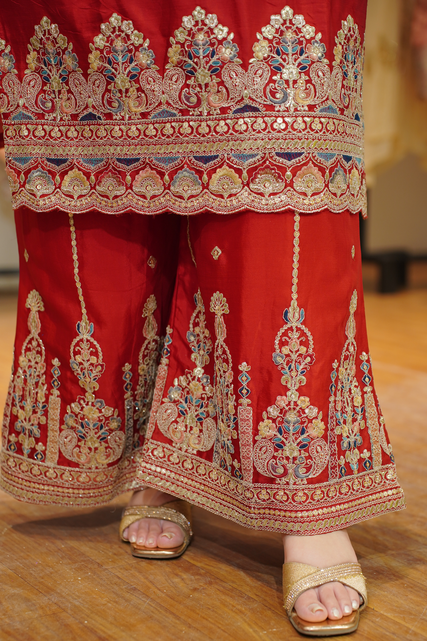 Ruhina Saaj Zari Embroidered Suit With Flared Pants