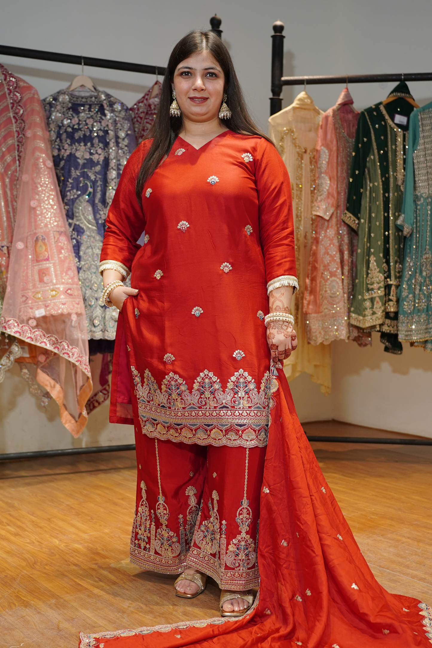 Ruhina Saaj Zari Embroidered Suit With Flared Pants