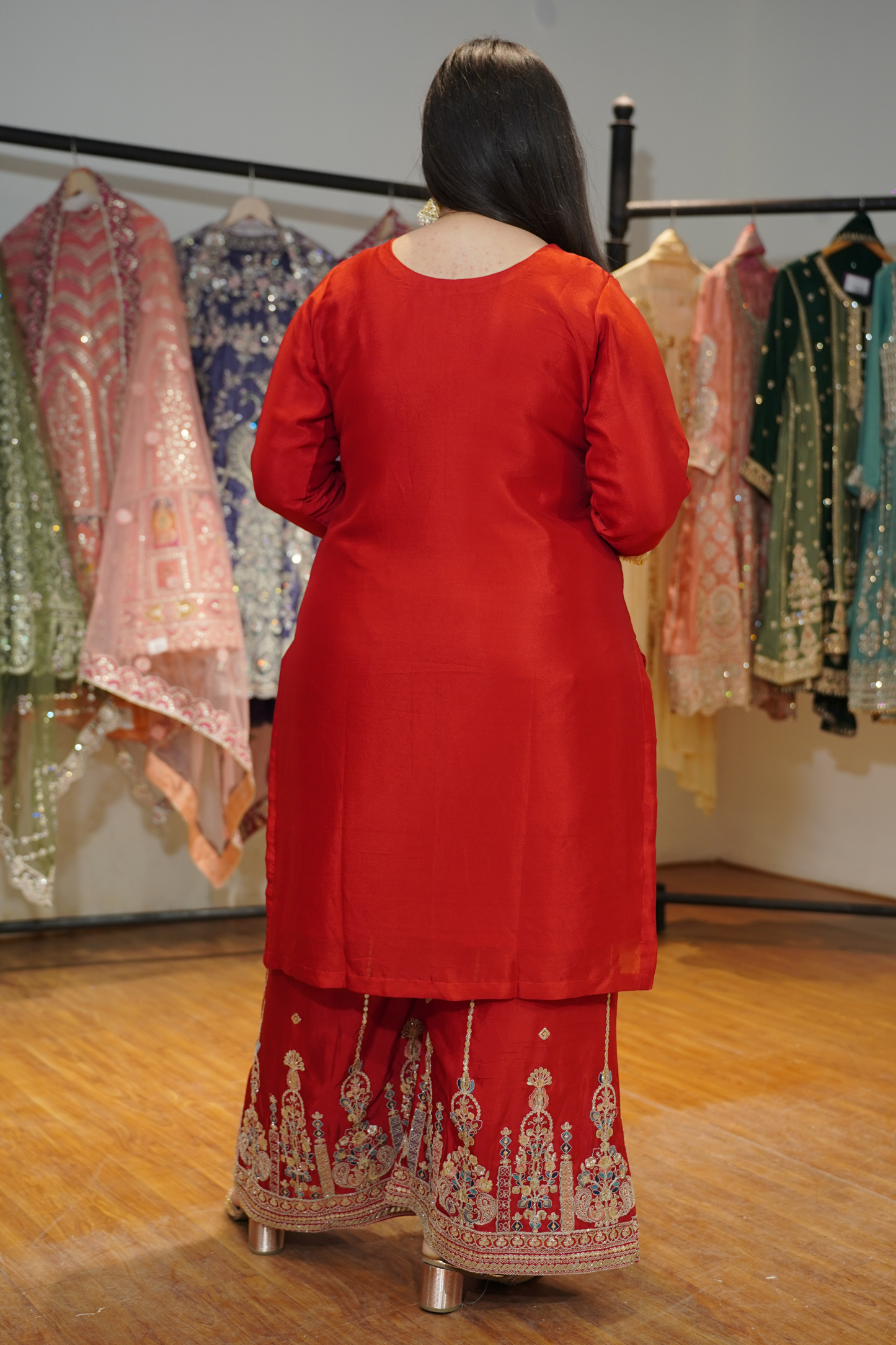 Ruhina Saaj Zari Embroidered Suit With Flared Pants