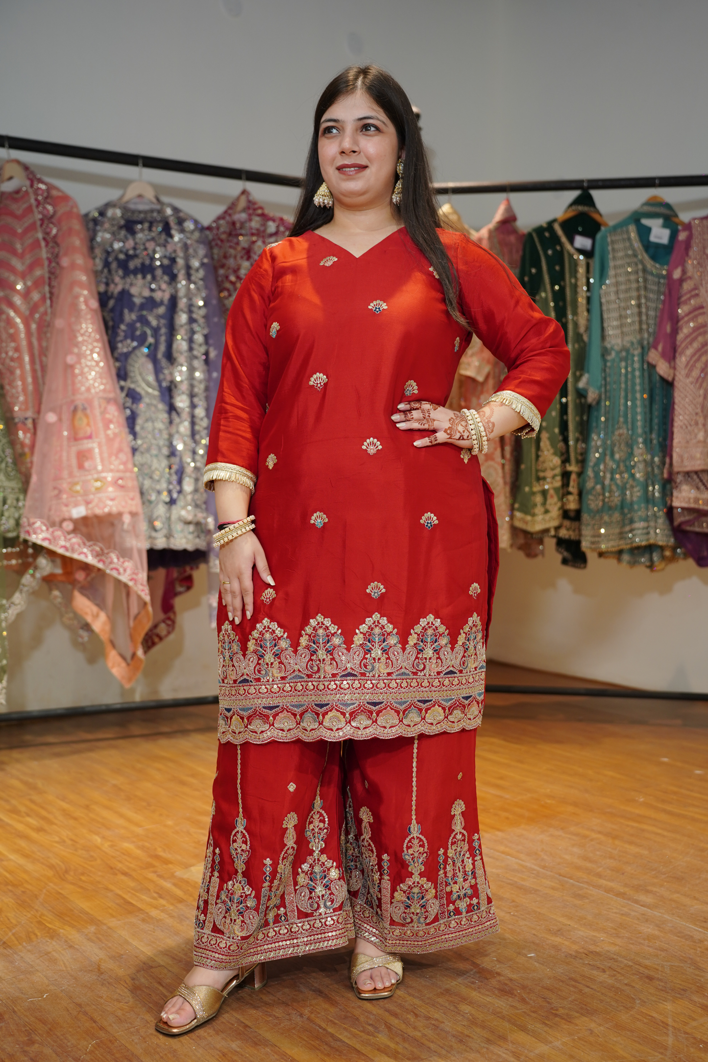 Ruhina Saaj Zari Embroidered Suit With Flared Pants