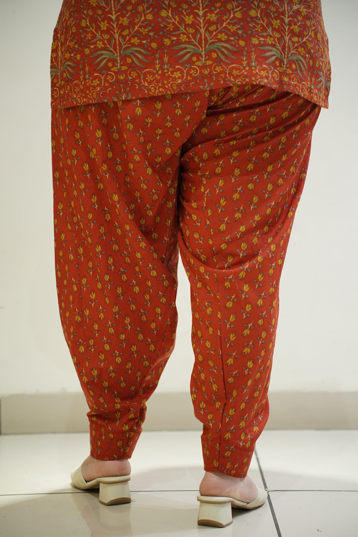 Deep Rust Printed Cotton Salwar