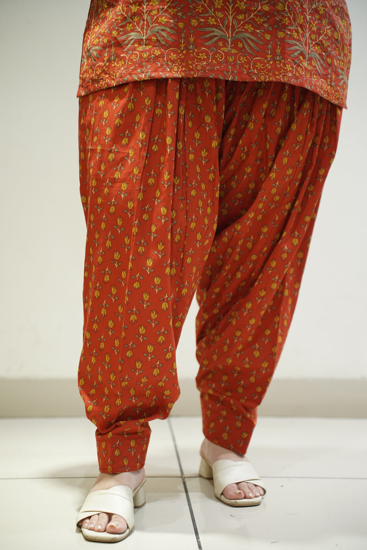 Deep Rust Printed Cotton Salwar
