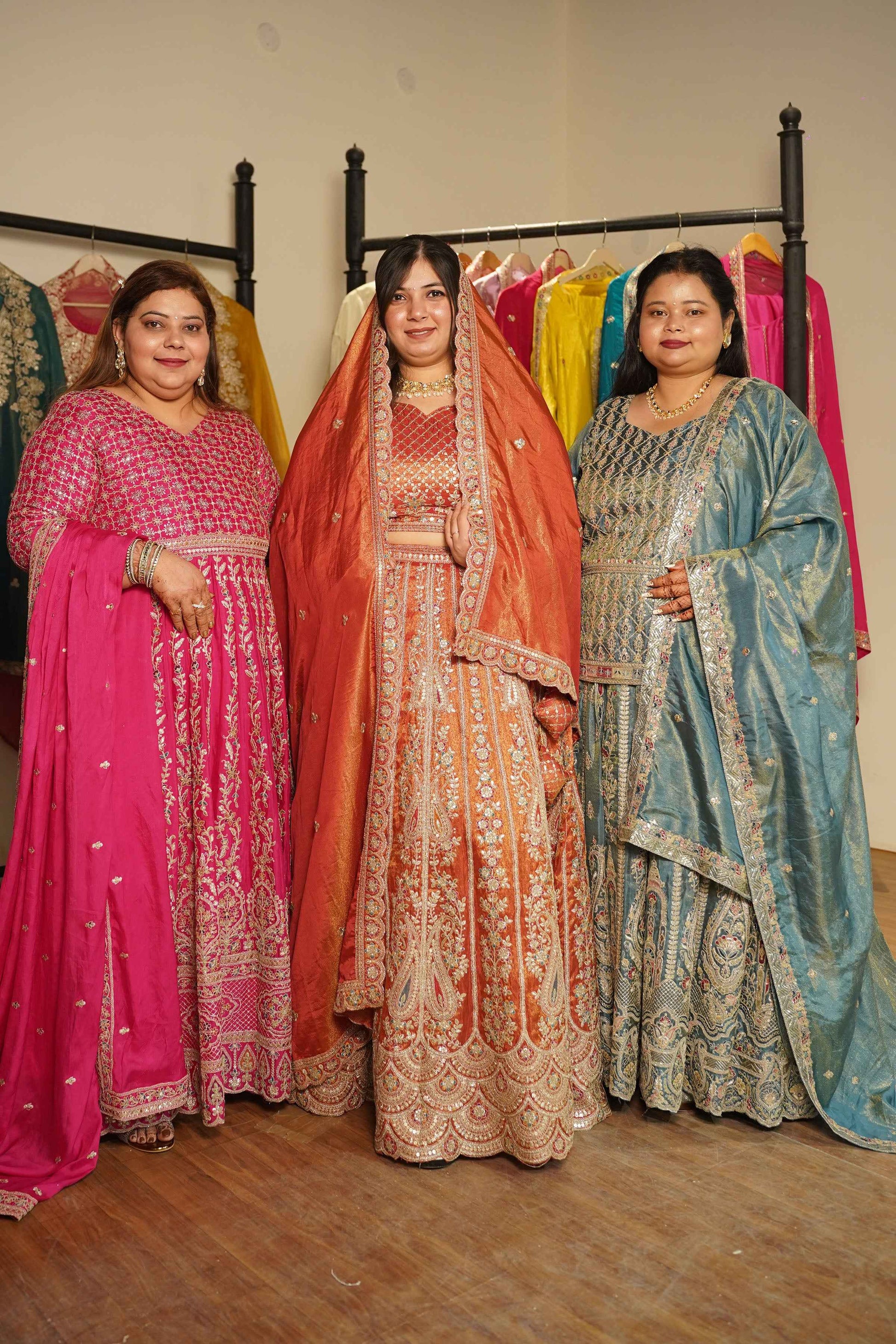 Mehzara Rust Tissue Lehenga With Zari Embroidery