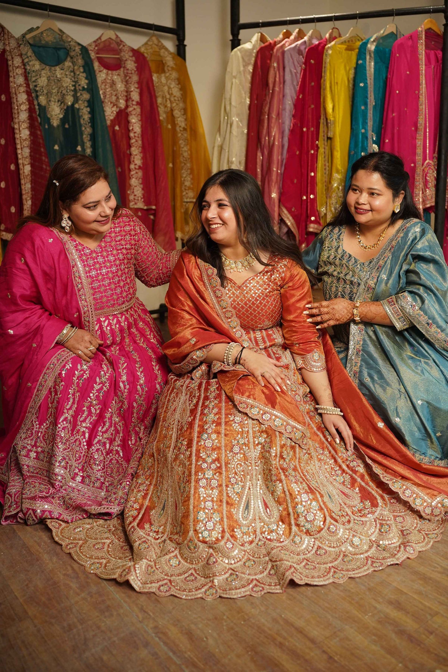 Mehzara Rust Tissue Lehenga With Zari Embroidery