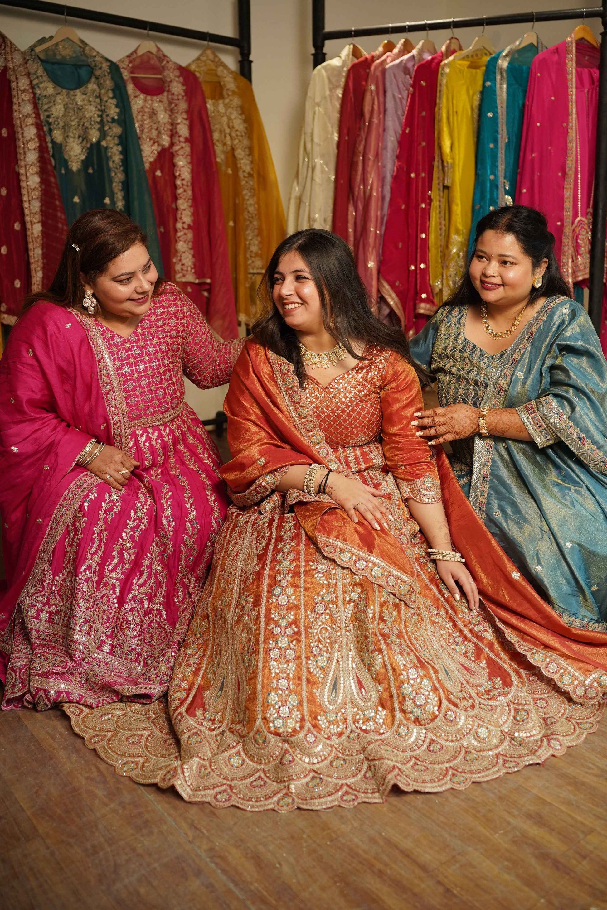 Mehzara Rust Tissue Lehenga With Zari Embroidery