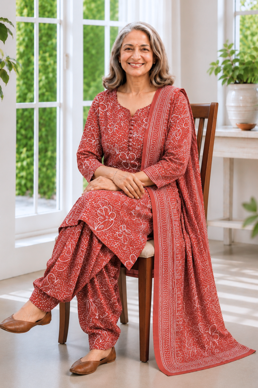 Rust Camellia Mul Cotton Dupatta