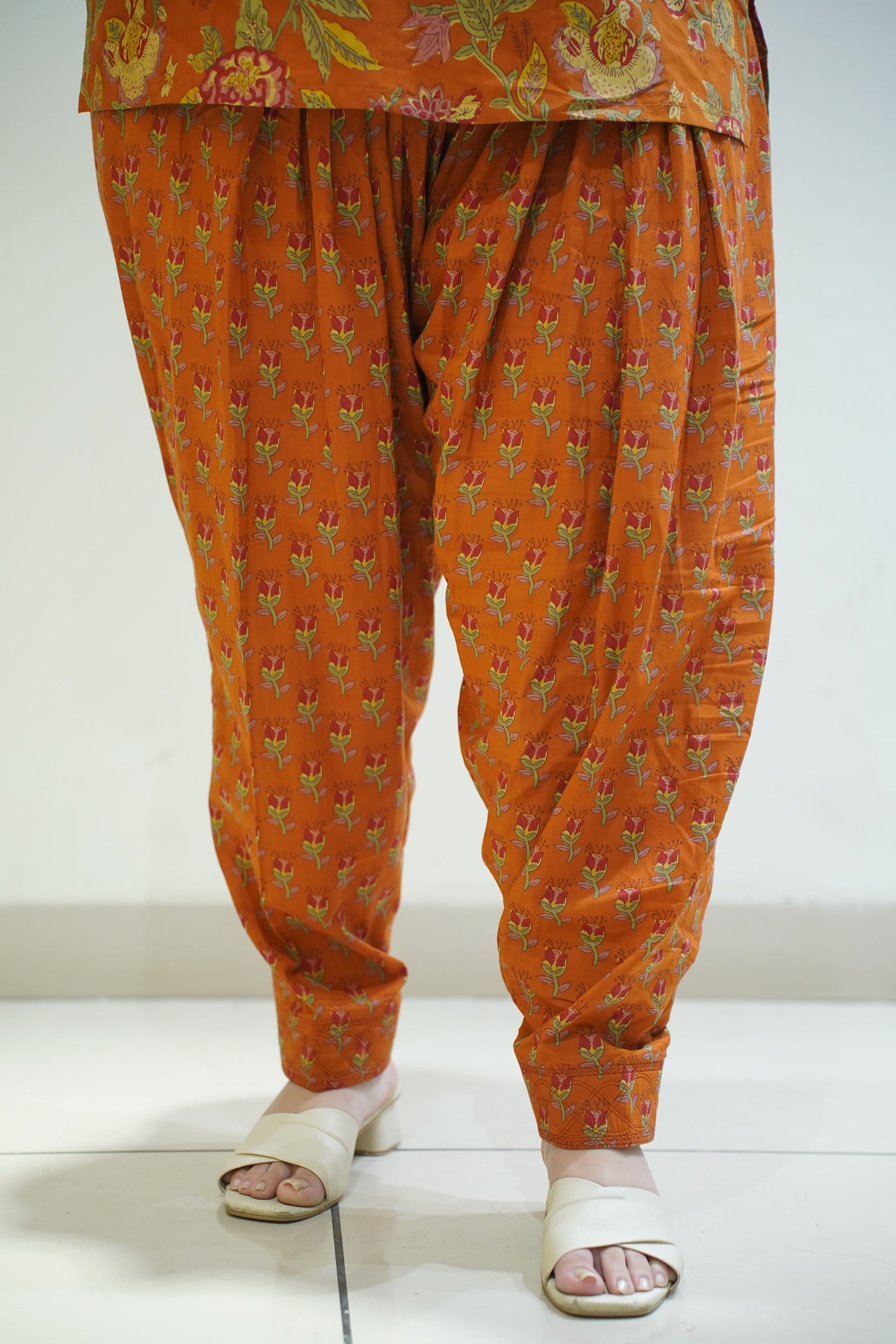 Rust Block Printed Cotton Salwar
