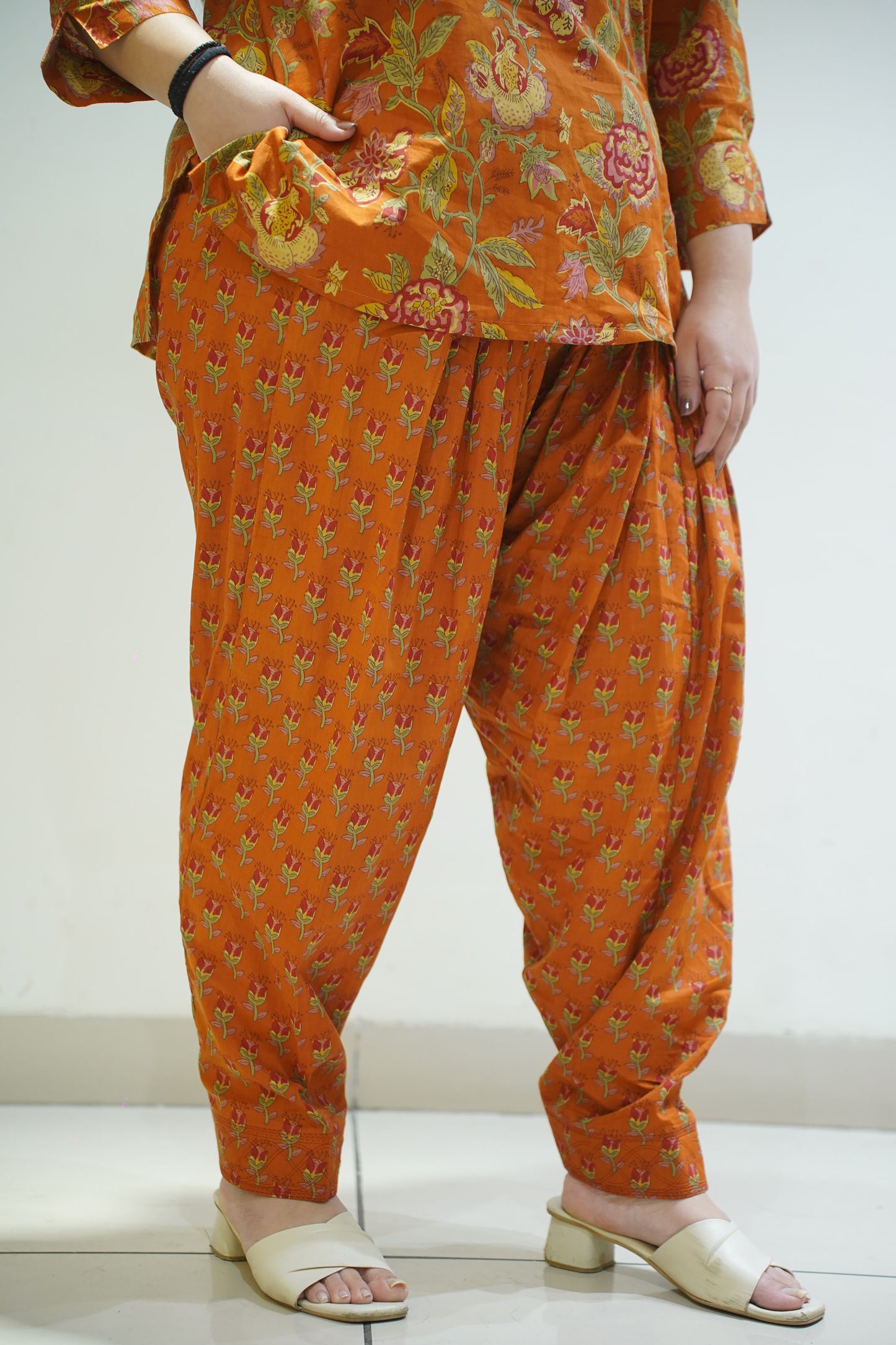 Rust Block Printed Cotton Salwar