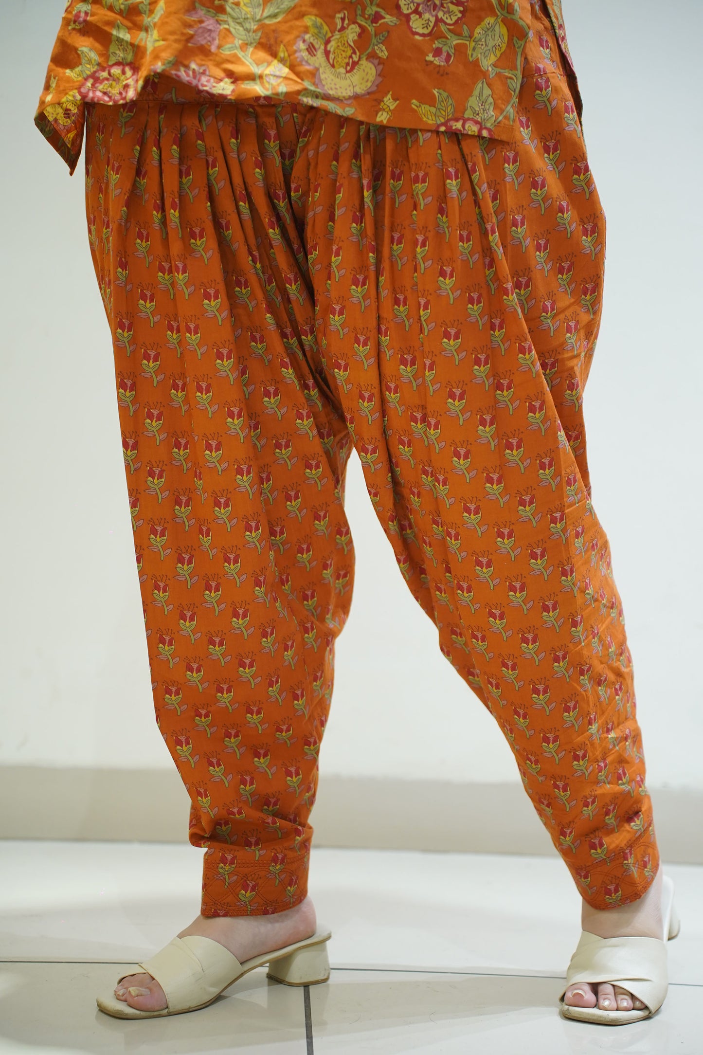 Rust Block Printed Cotton Salwar