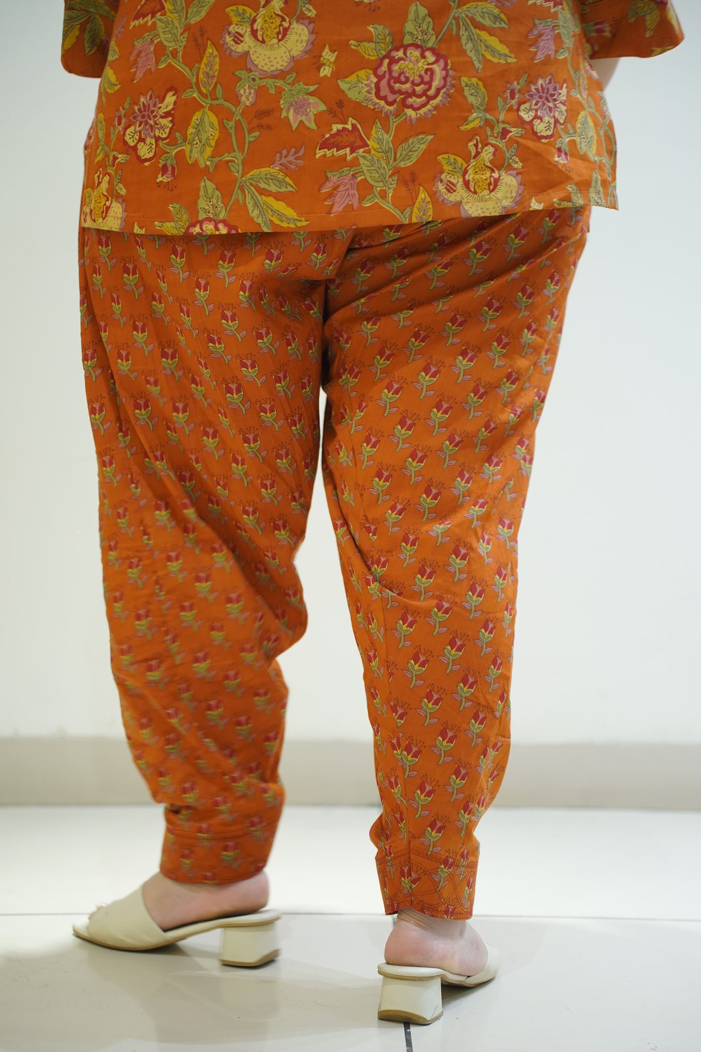 Rust Block Printed Cotton Salwar