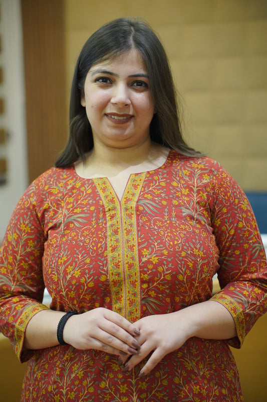 Rust Terra Bagh Cotton Kali Kurta