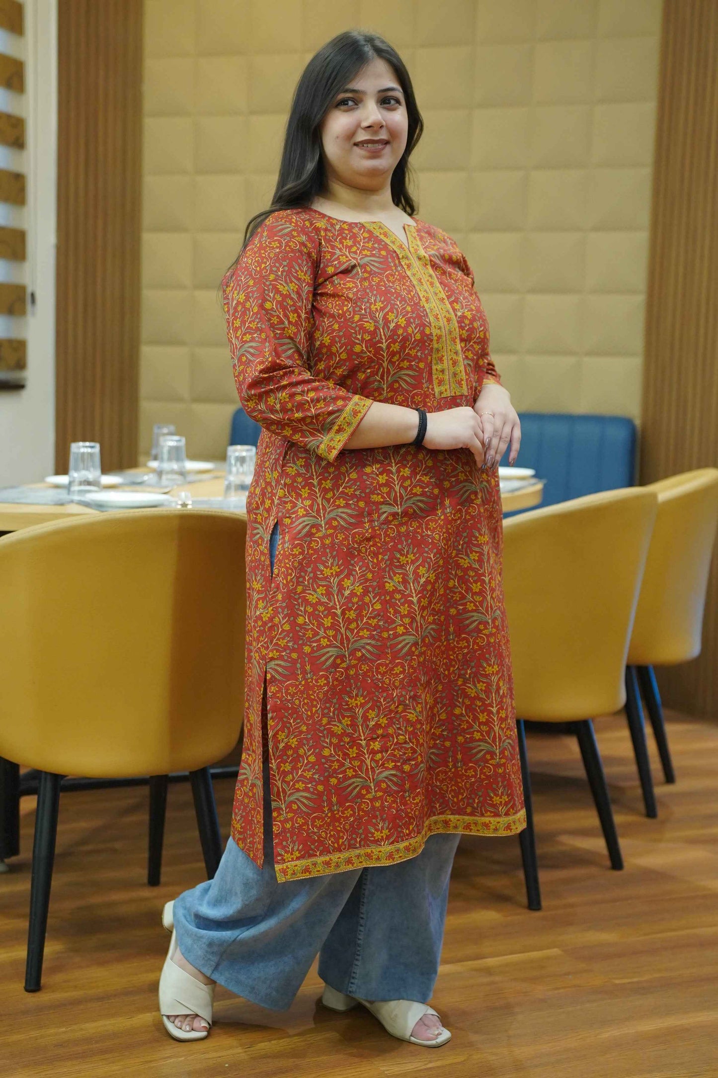 Rust Terra Bagh Cotton Kali Kurta