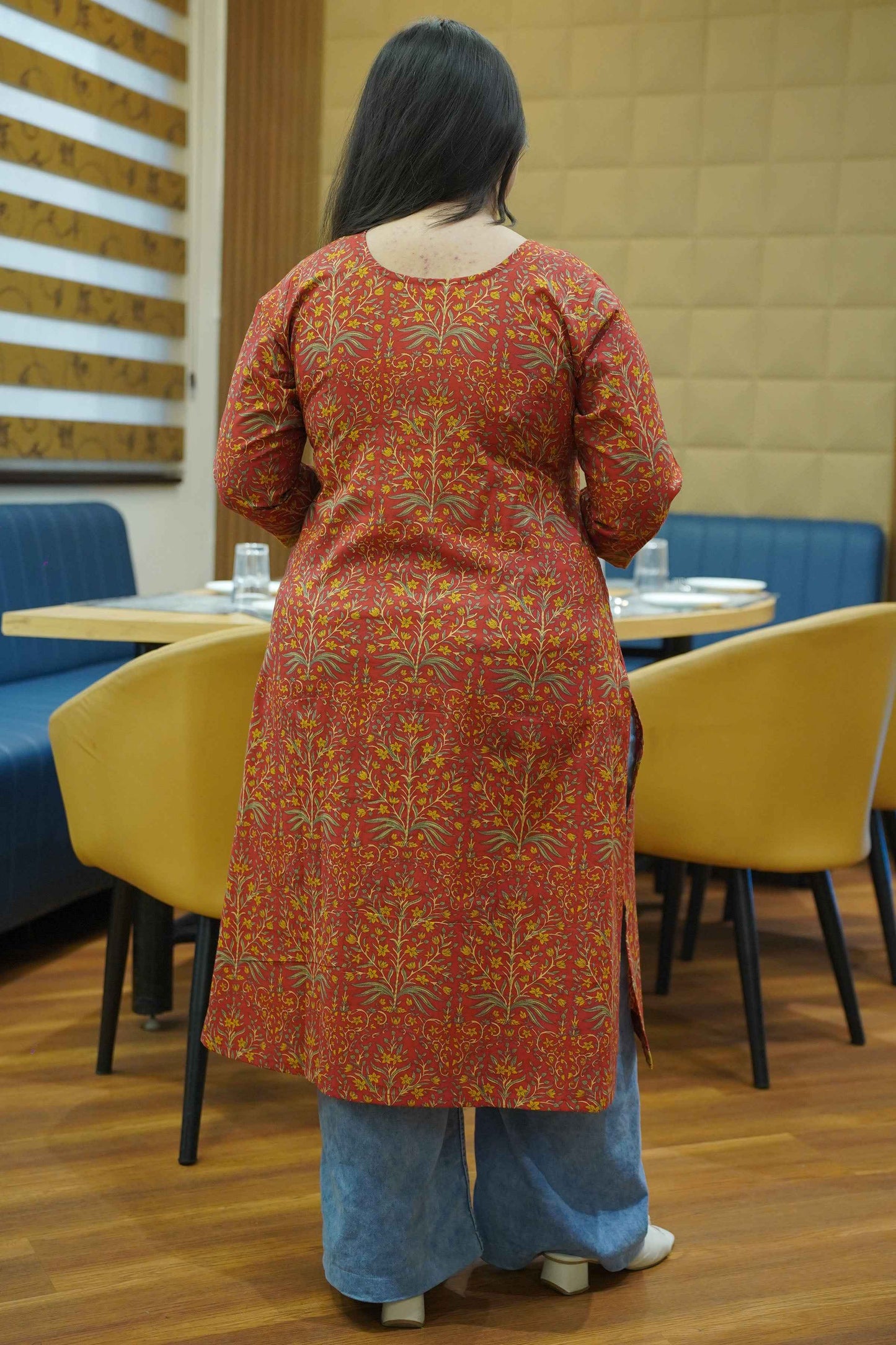 Rust Terra Bagh Cotton Kali Kurta