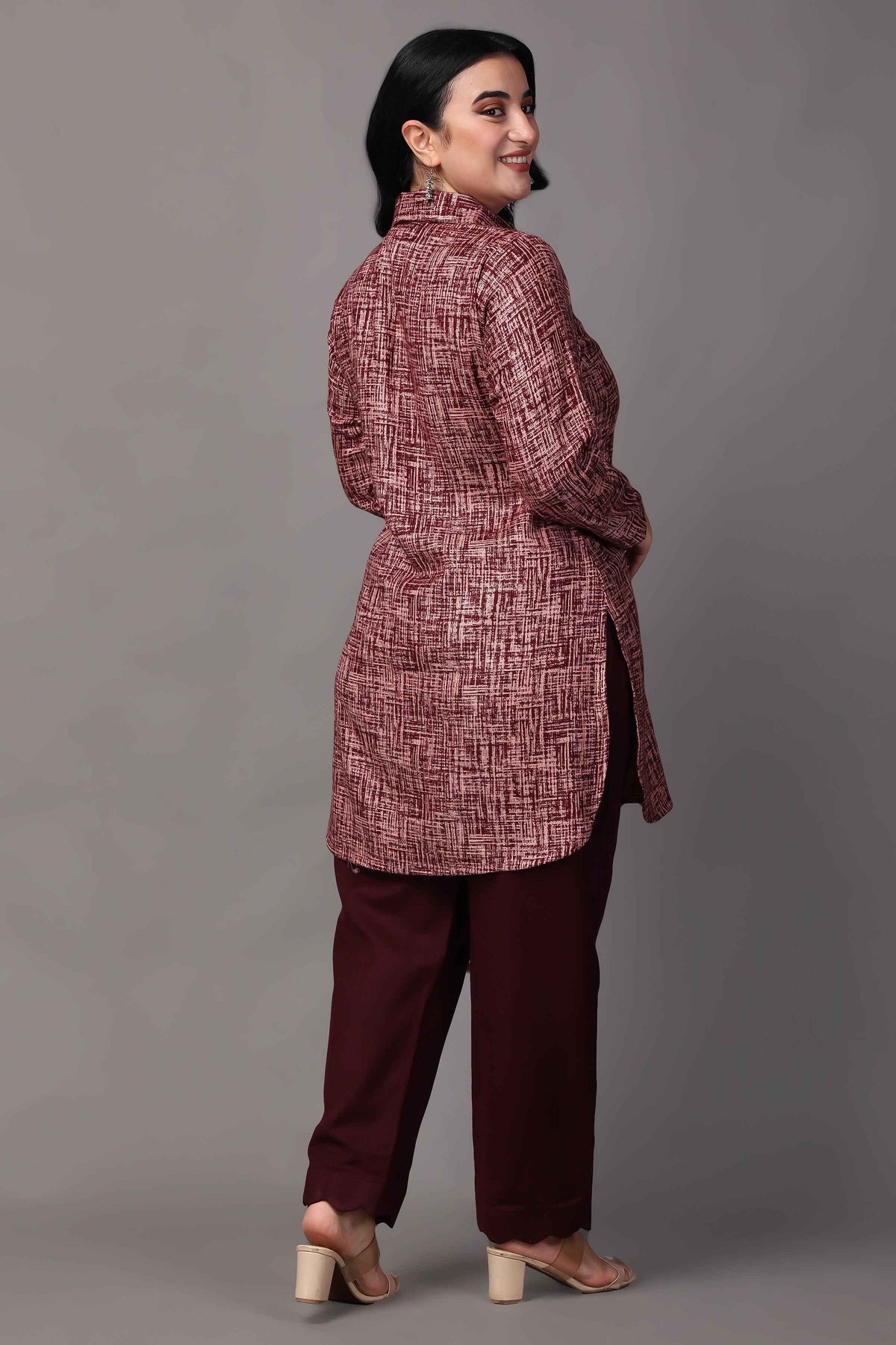 Buy Plus Size ​Merlot Embrace Woollen Short Kurta At Apella | Sizes XS to 10 XL | India | Free Delivery | Customized