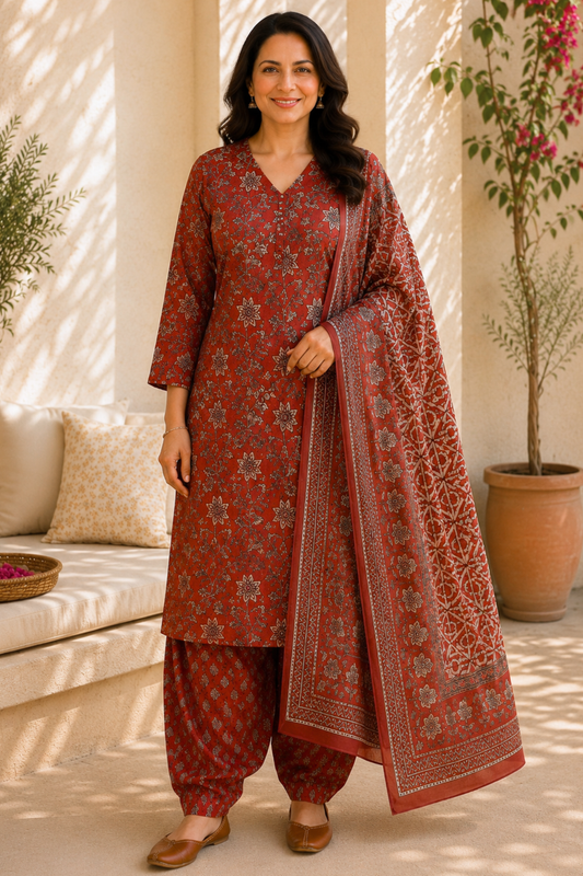 Sunset Terracotta Cotton Salwar Suit