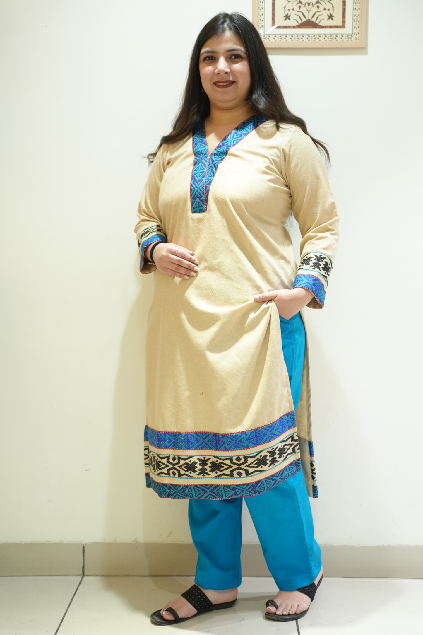 Sandstone Blue Woollen Kurta