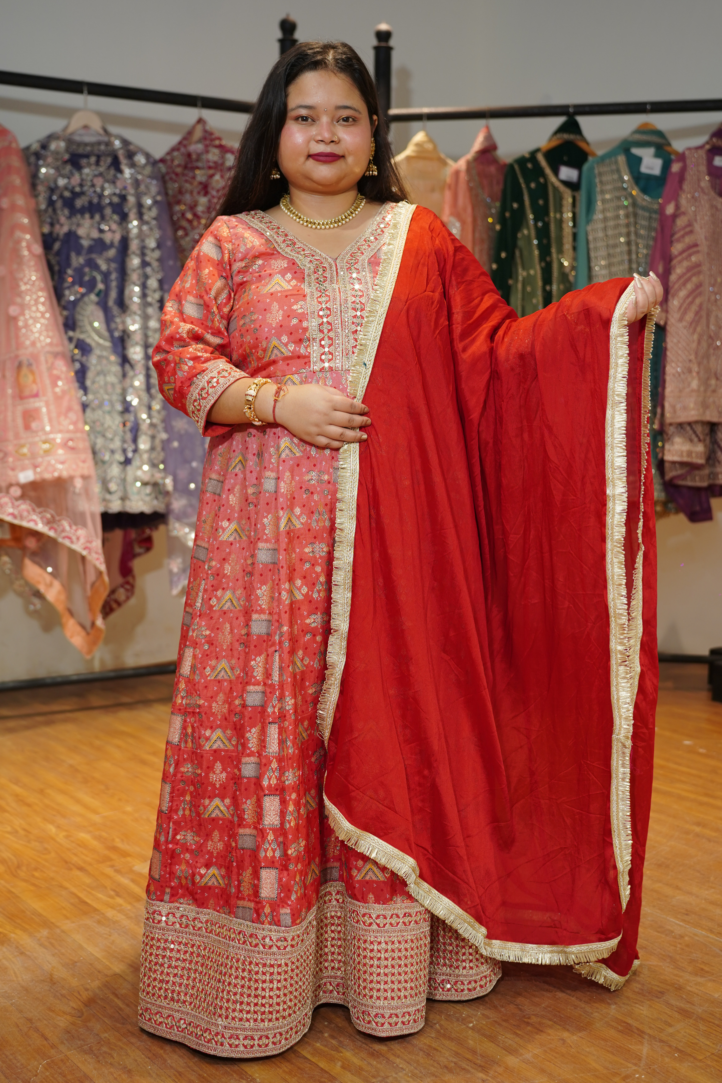 Sarini Sunset Ombre Dress with Zari Work