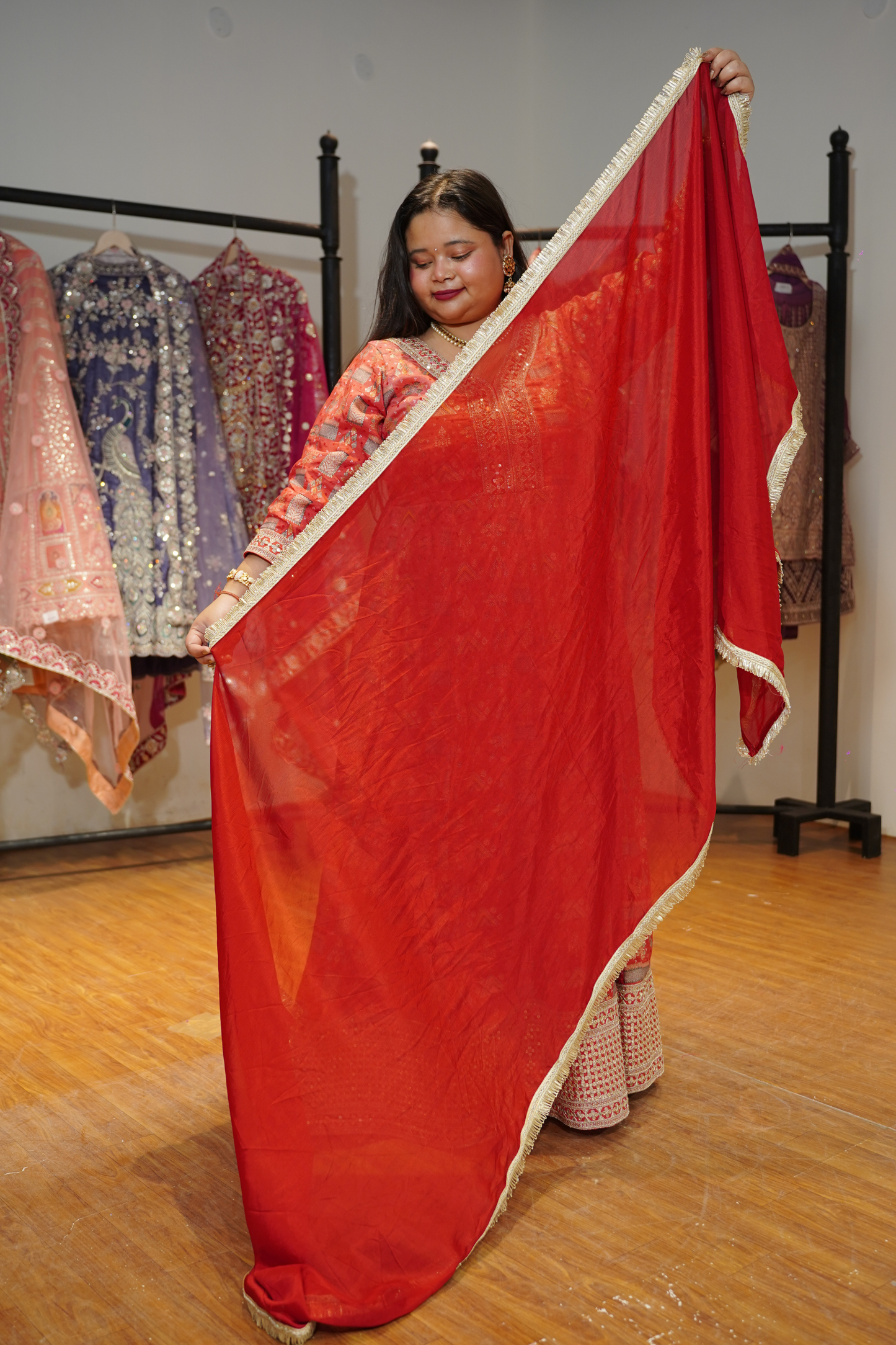 Sarini Sunset Ombre Dress with Zari Work