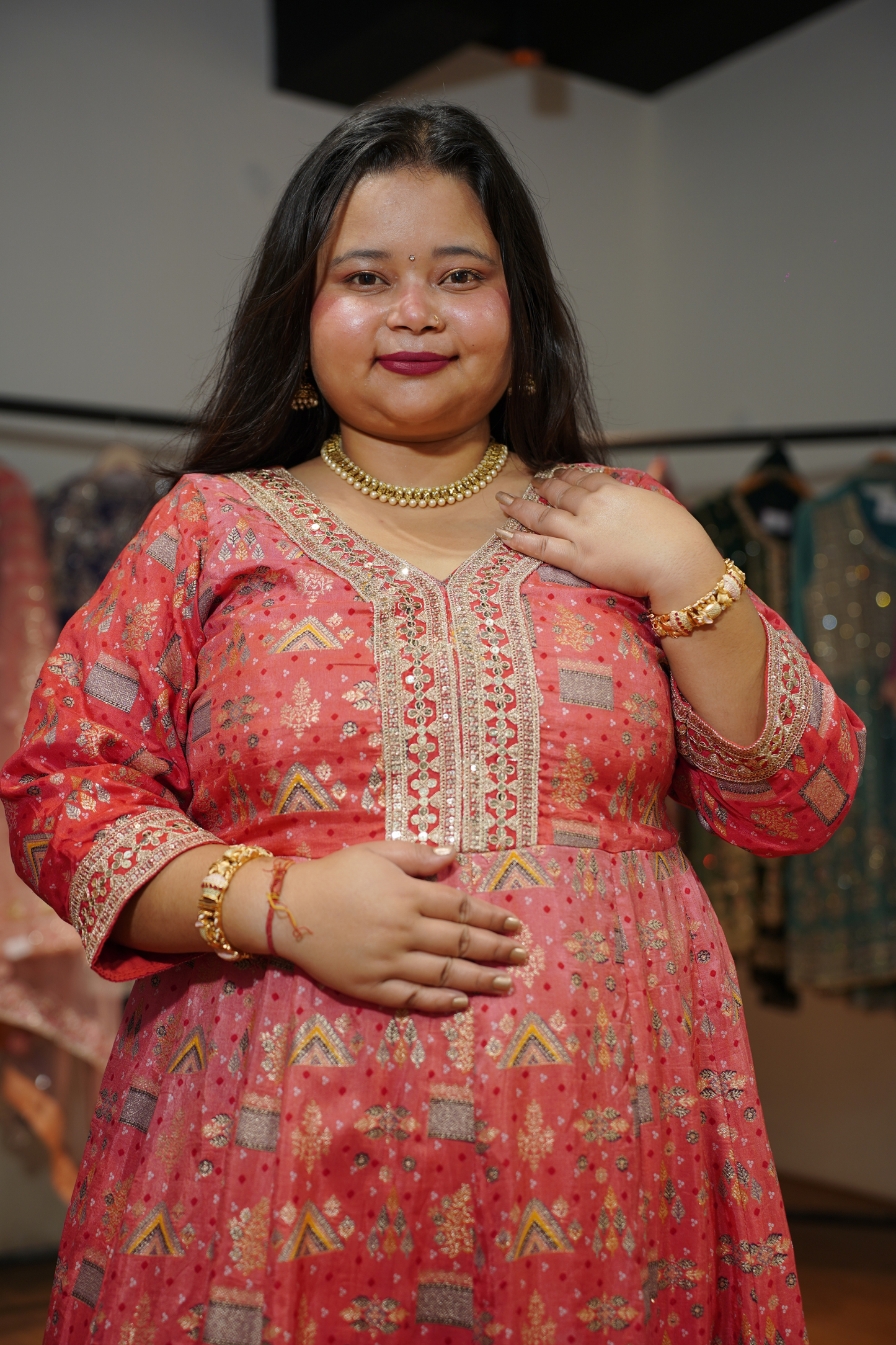 Sarini Sunset Ombre Dress with Zari Work