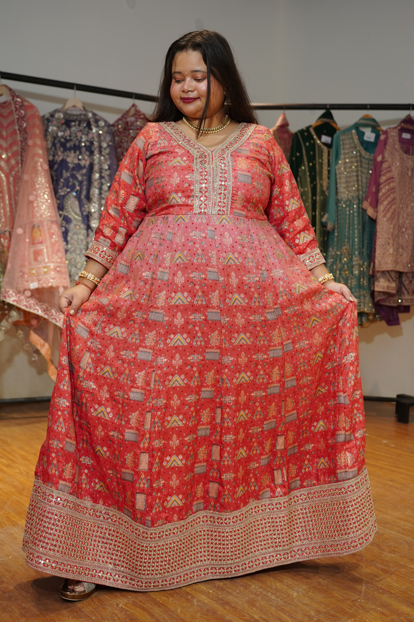 Sarini Sunset Ombre Dress with Zari Work