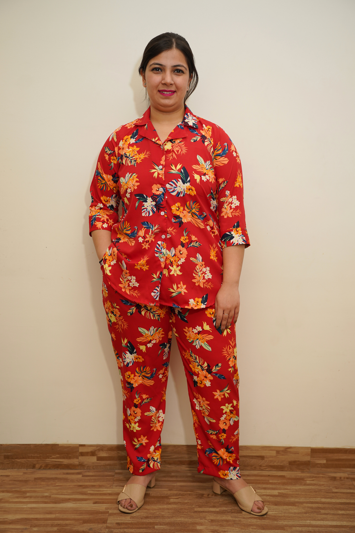 Scarlet Red Floral Co-ord Set