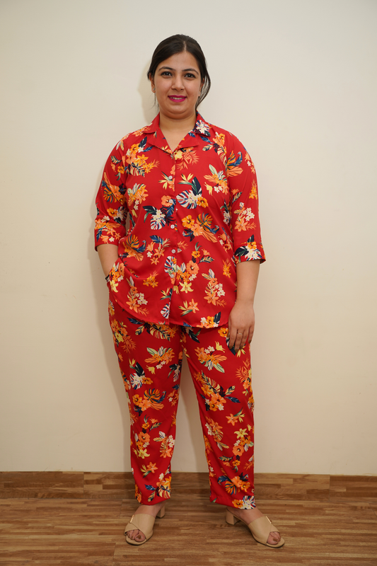 Scarlet Red Floral Co-ord Set