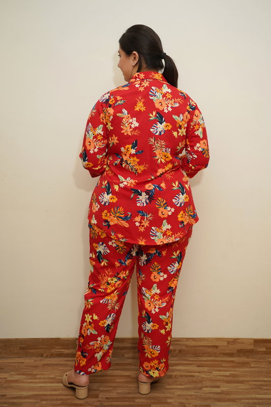 Scarlet Red Floral Co-ord Set