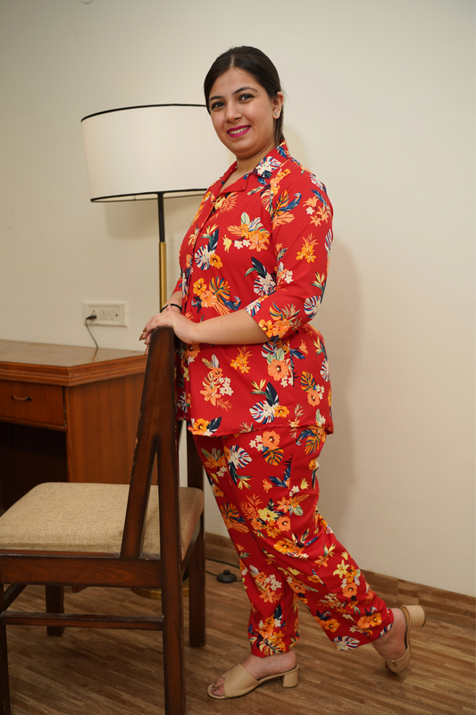 Scarlet Red Floral Co-ord Set