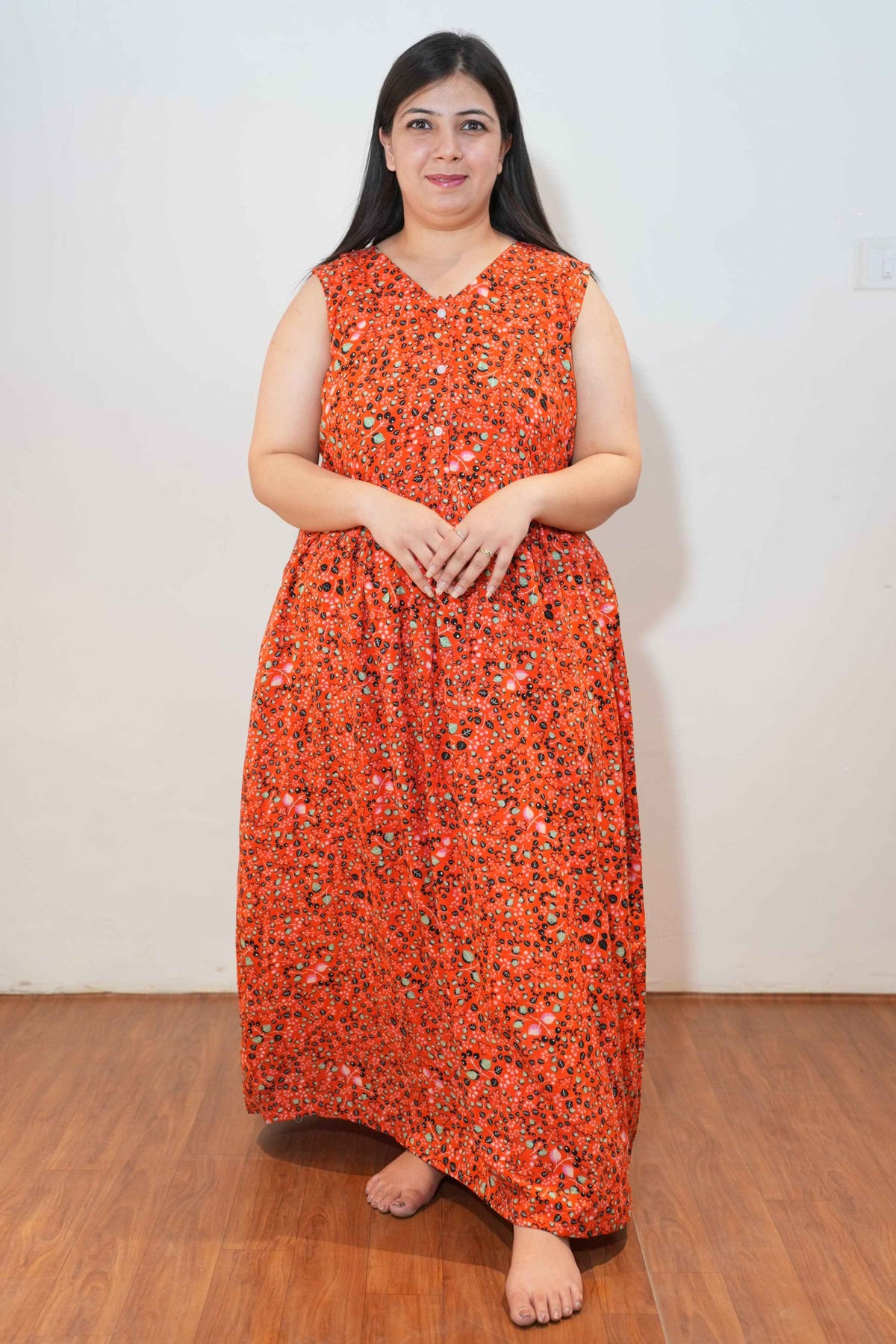 Scarlet Red Rayon Night Gown