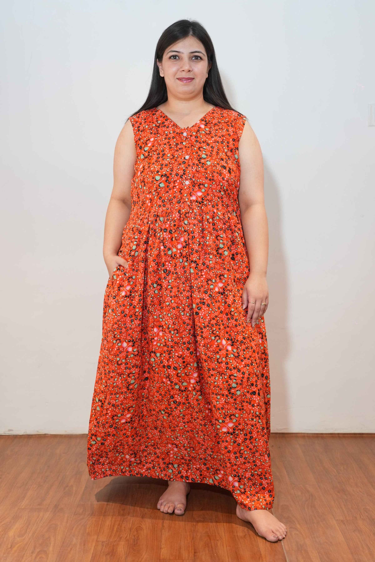 Scarlet Red Rayon Night Gown