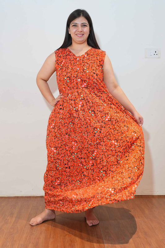 Scarlet Red Rayon Night Gown